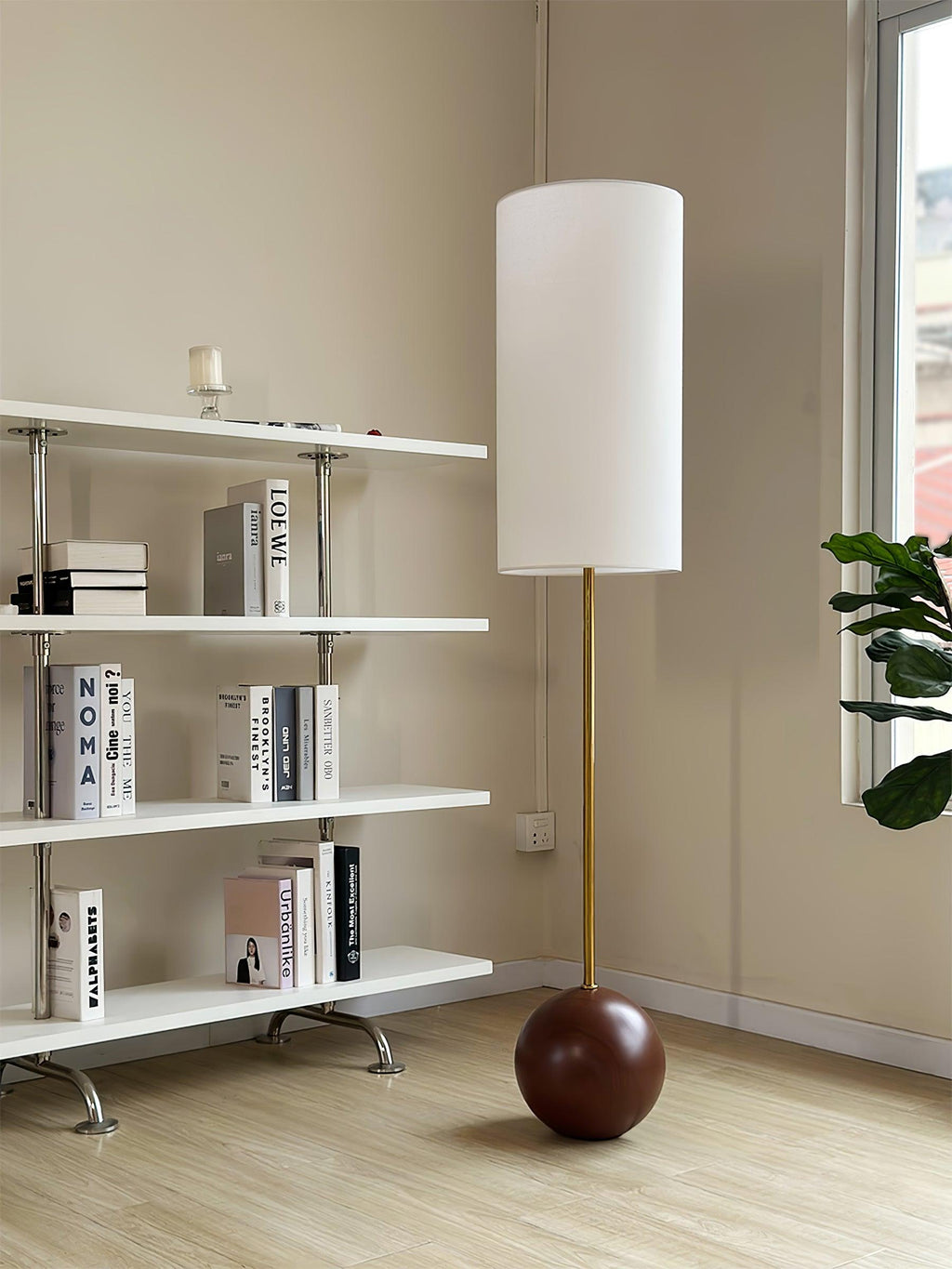 Orbis Wooden Sphere Floor Lamp
