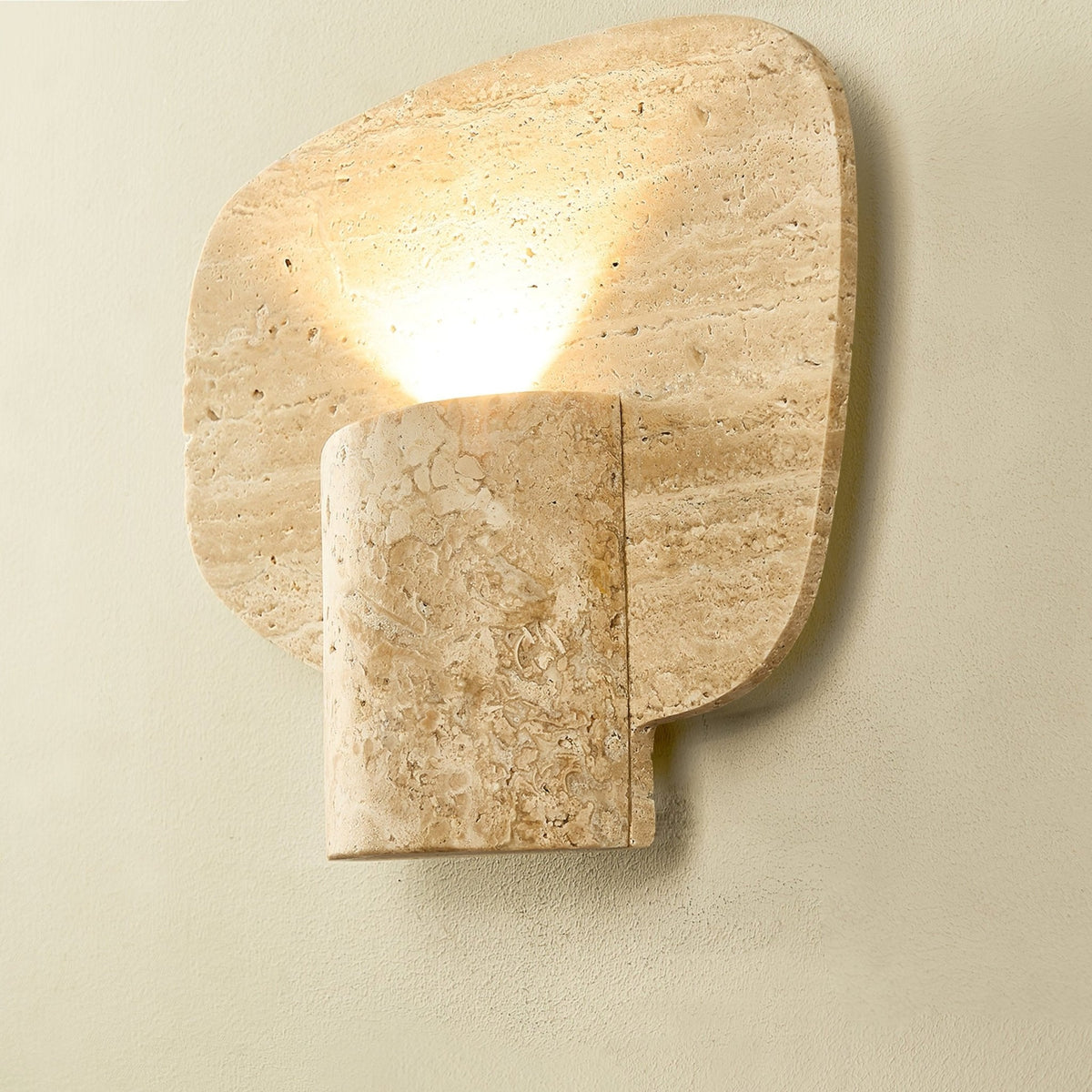 Organic Travertine Cylinder Wall Light
