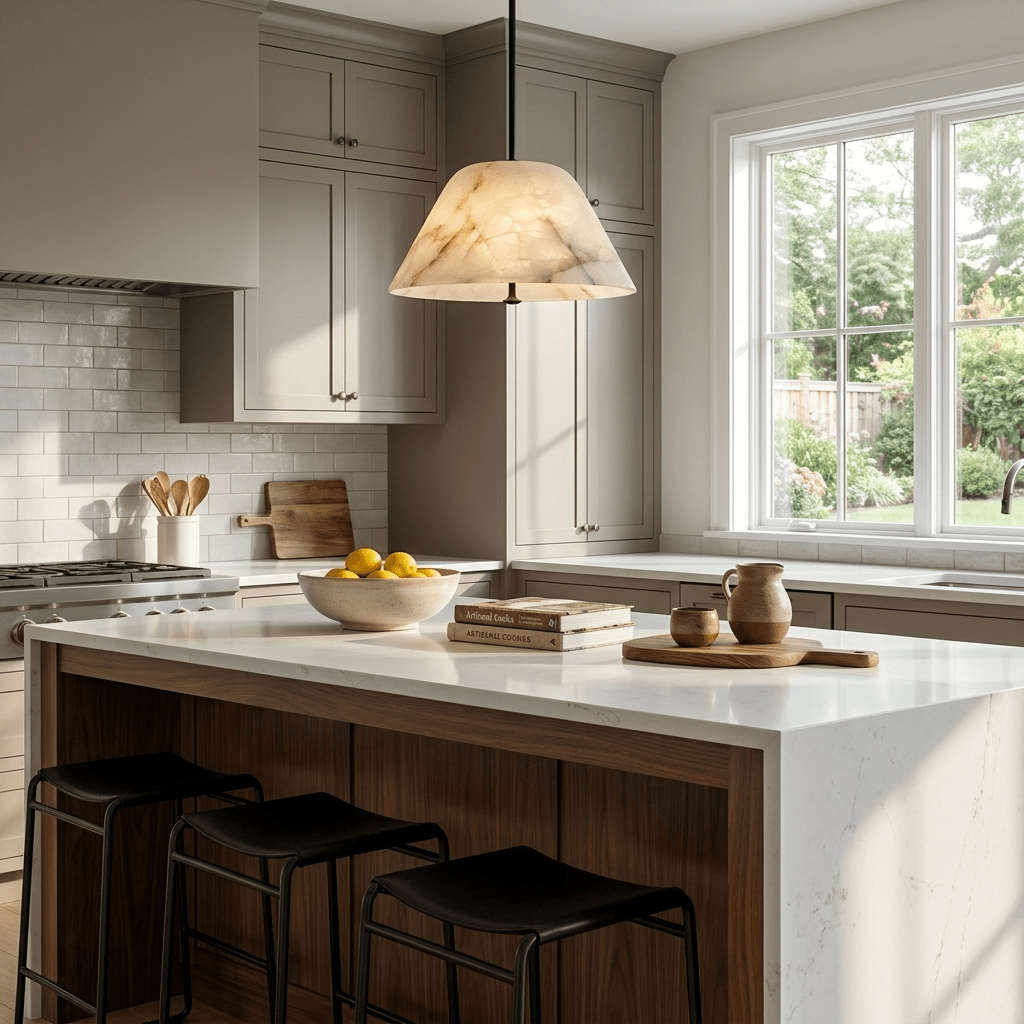 Orvella Alabaster Cone Pendant Light