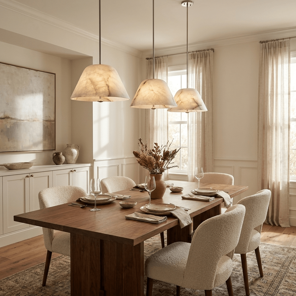 Orvella Alabaster Cone Pendant Light