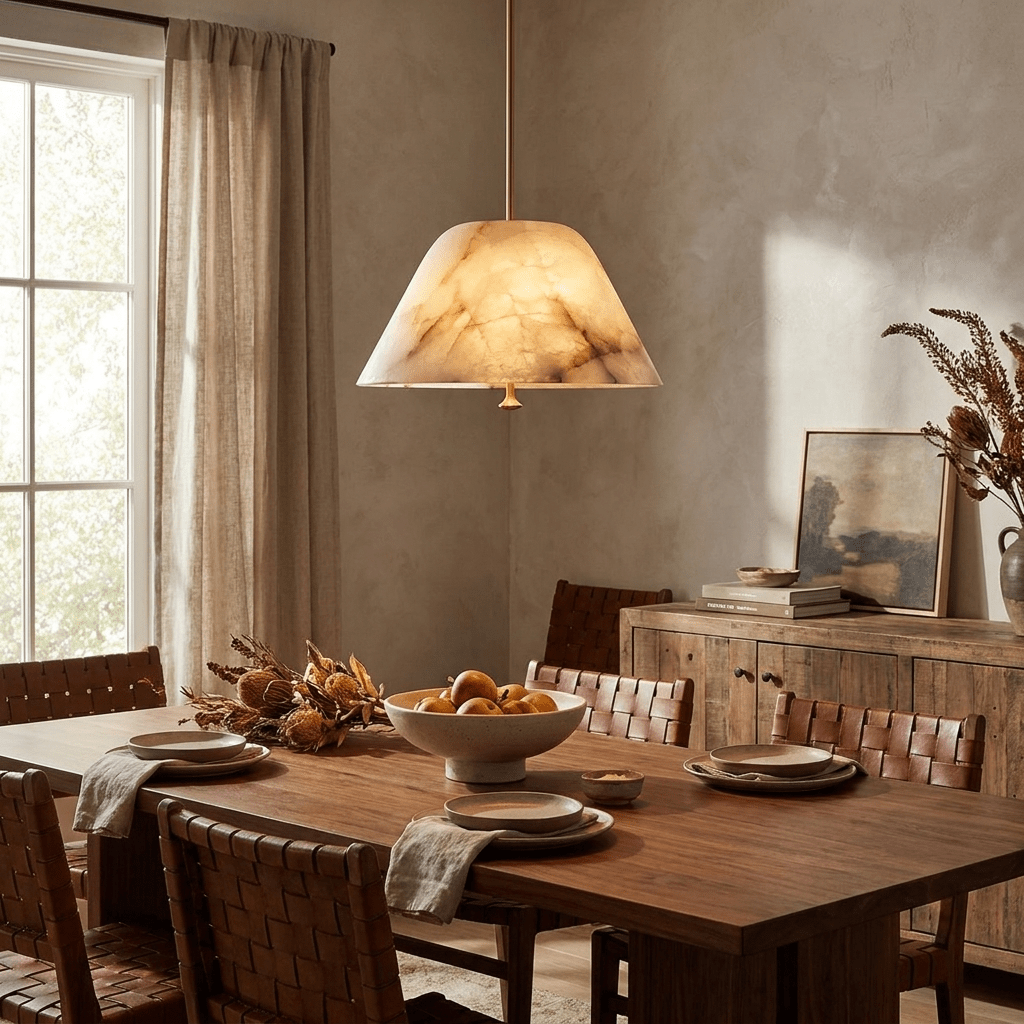 Orvella Alabaster Cone Pendant Light