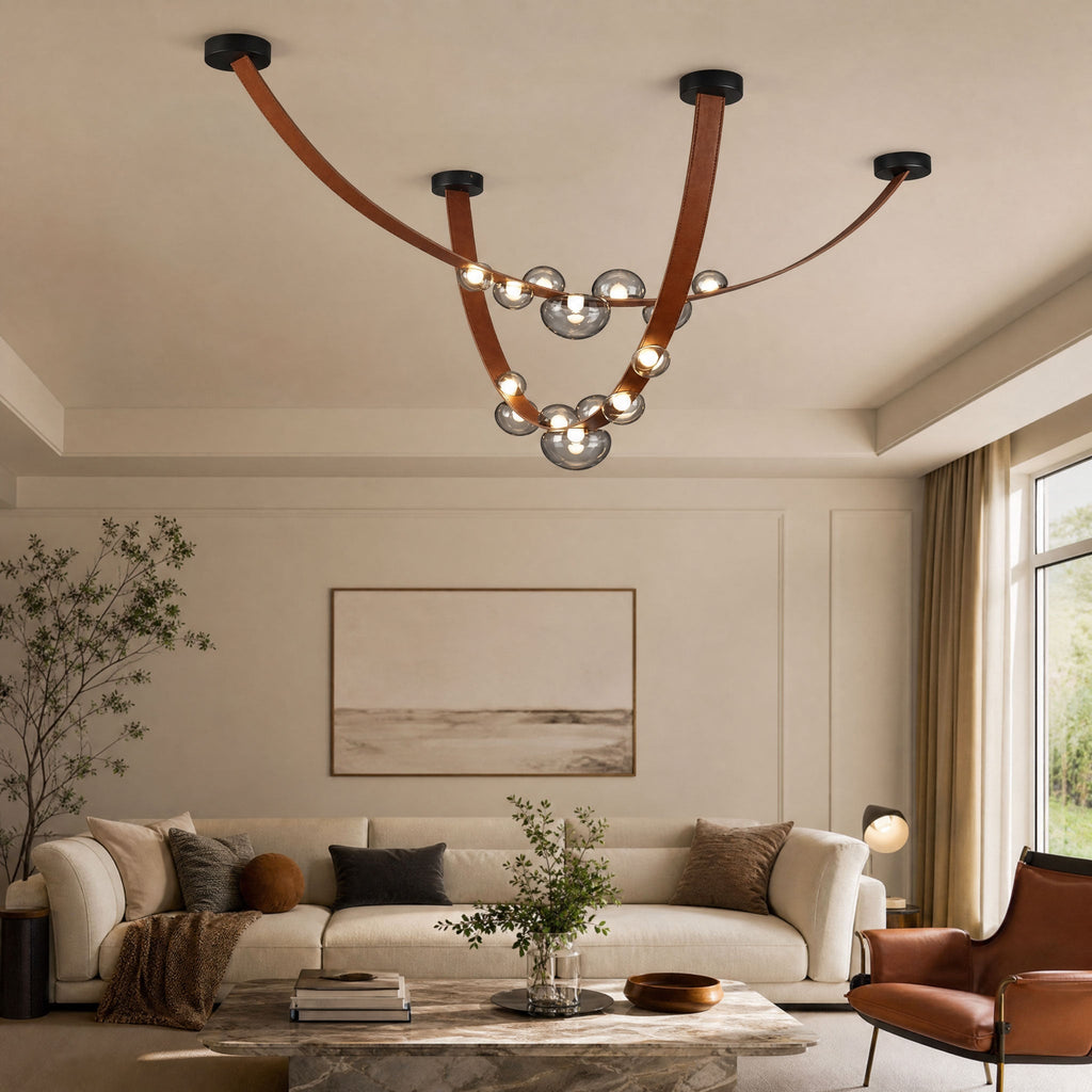 Orvyn Leather Arc Chandelier