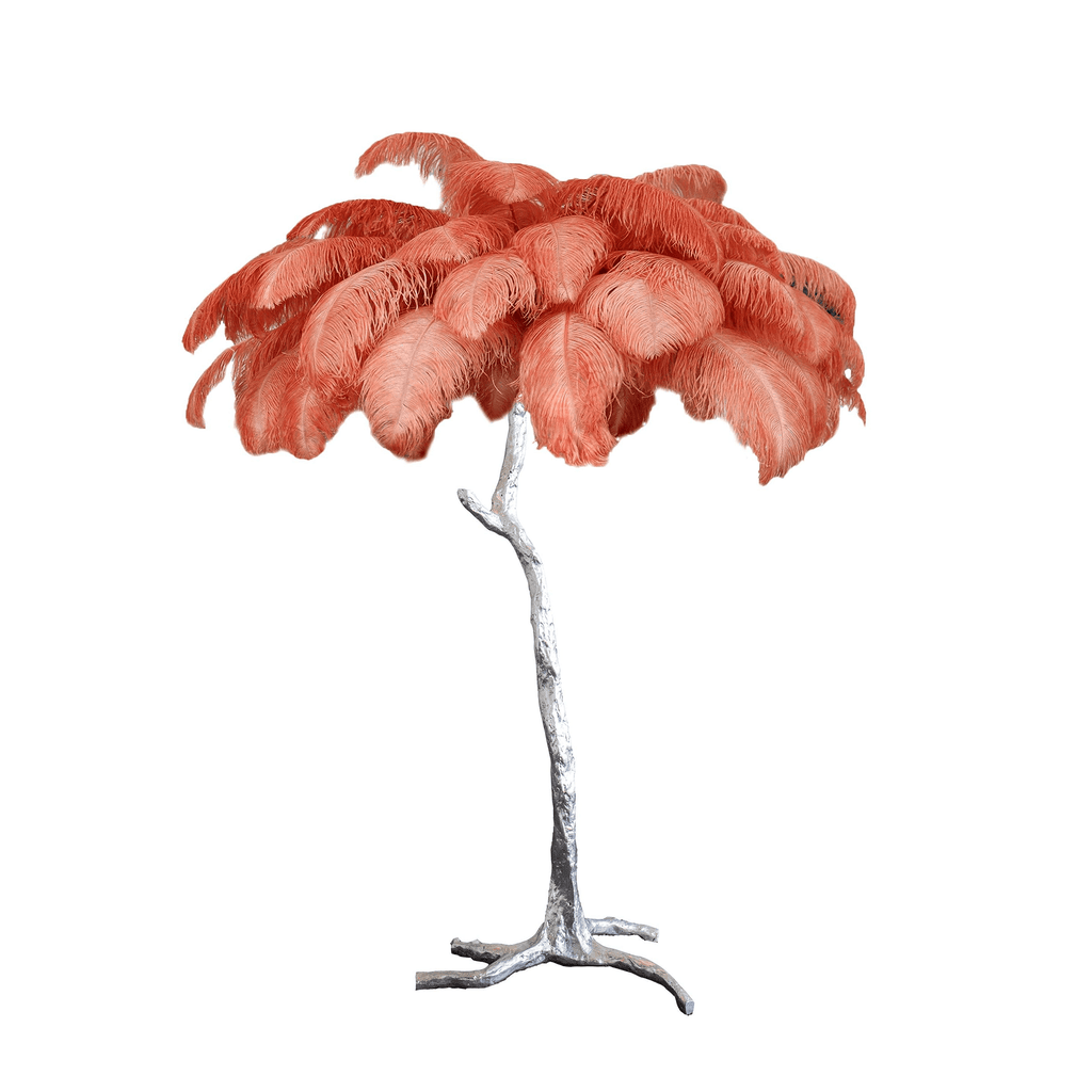Ostrich Feather Brass Floor Lamp