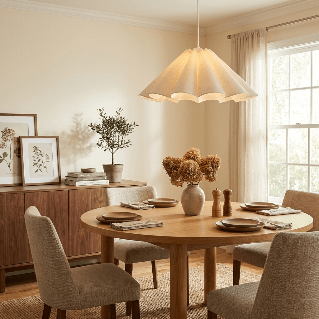 Parasol Pleated Fabric Pendant Light