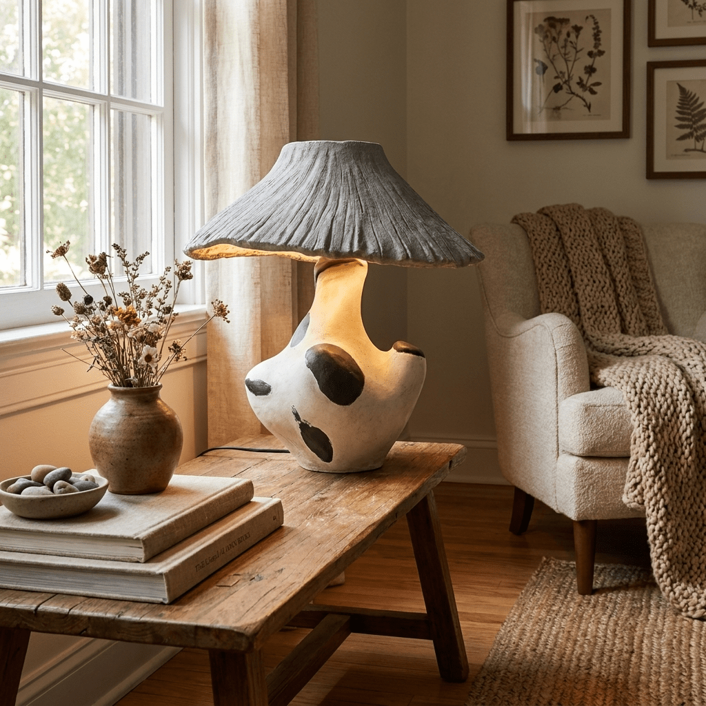 Pebble - Inlay Sculptural Plaster Table Lamp