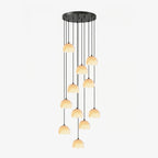 Petal Alabaster Dome Staircase Chandelier