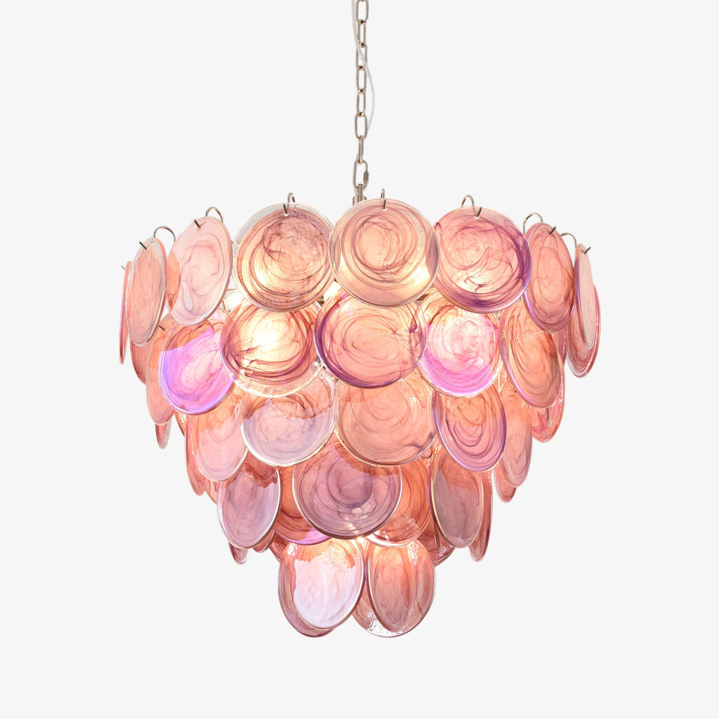 Pink Murano Disc Chandelier