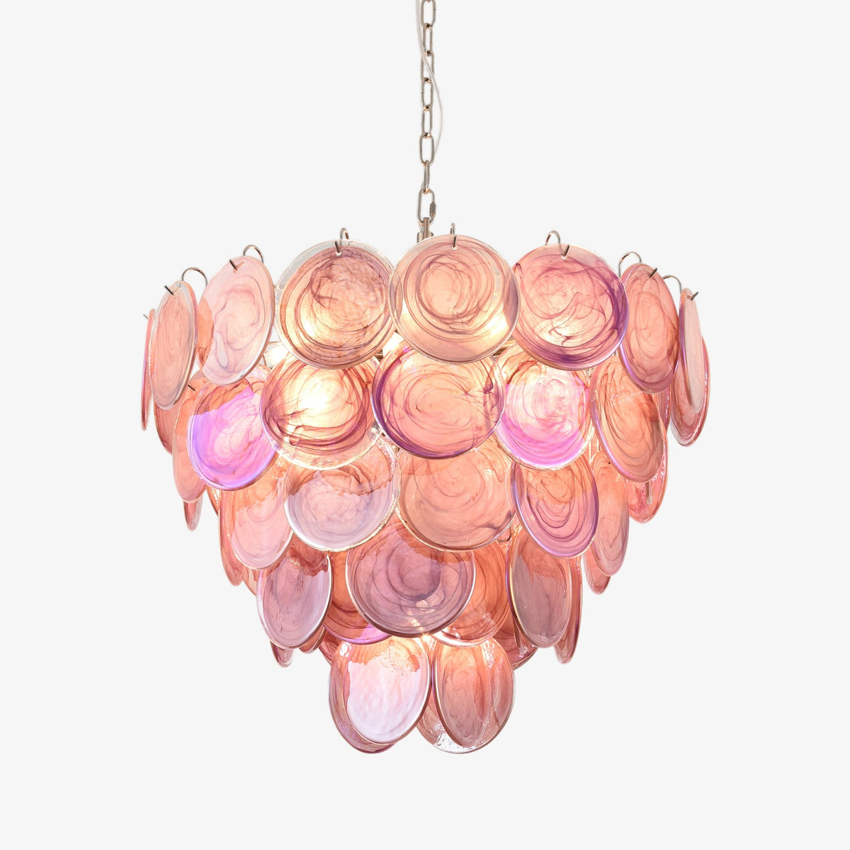 Pink Murano Disc Chandelier