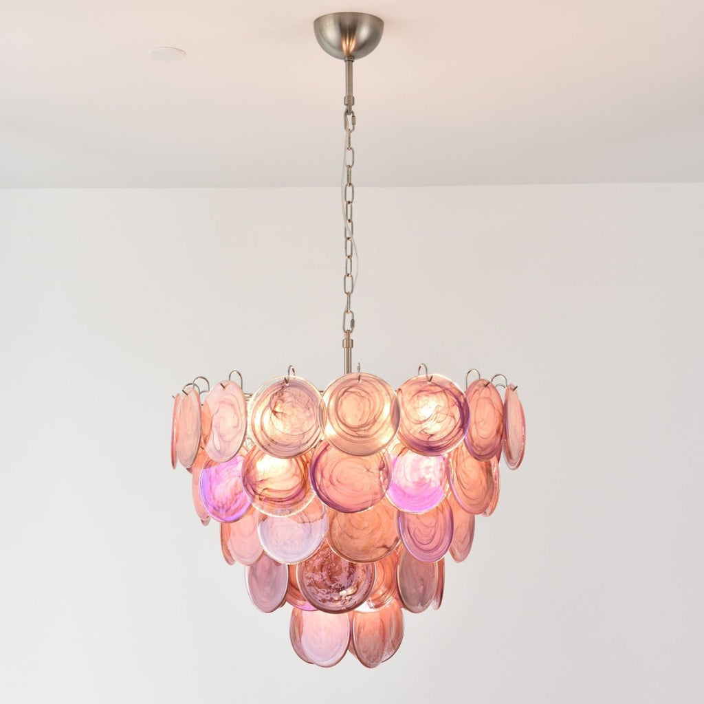 Pink Murano Disc Chandelier