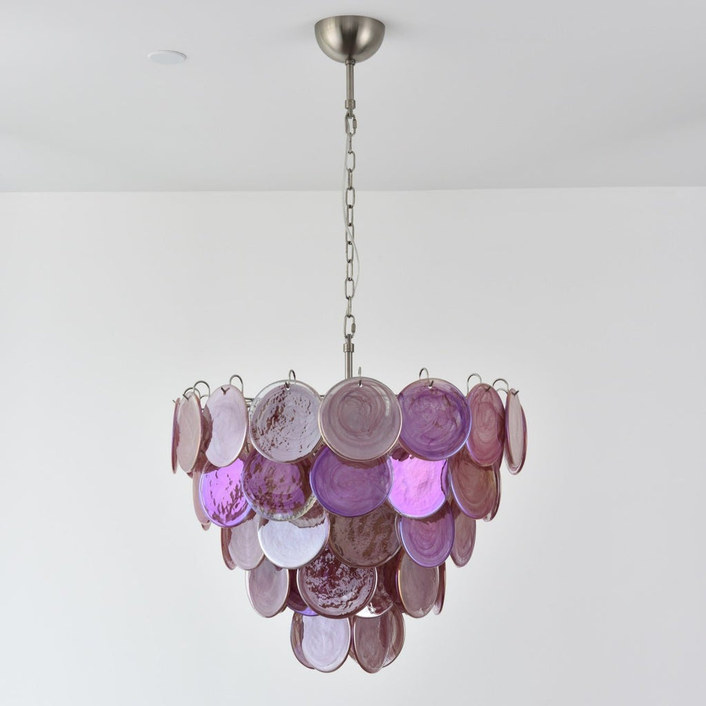 Pink Murano Disc Chandelier