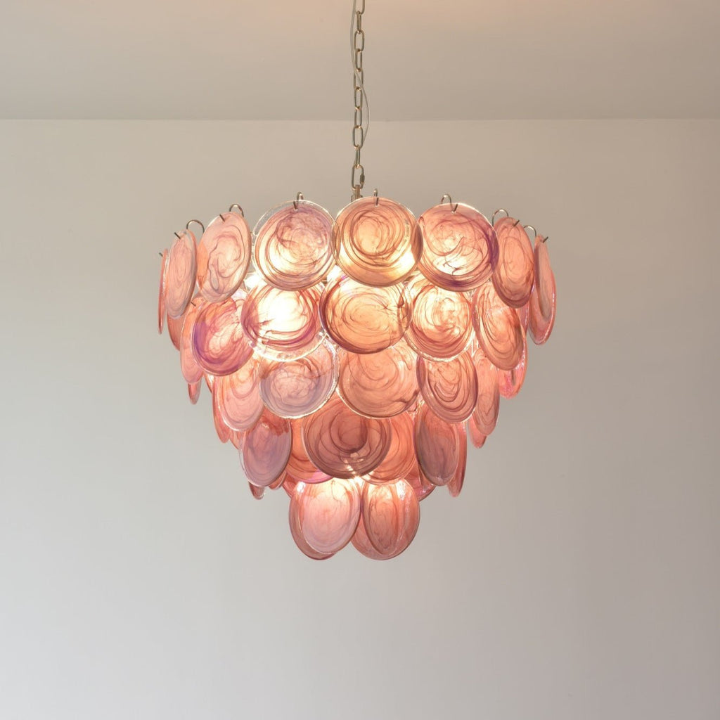 Pink Murano Disc Chandelier