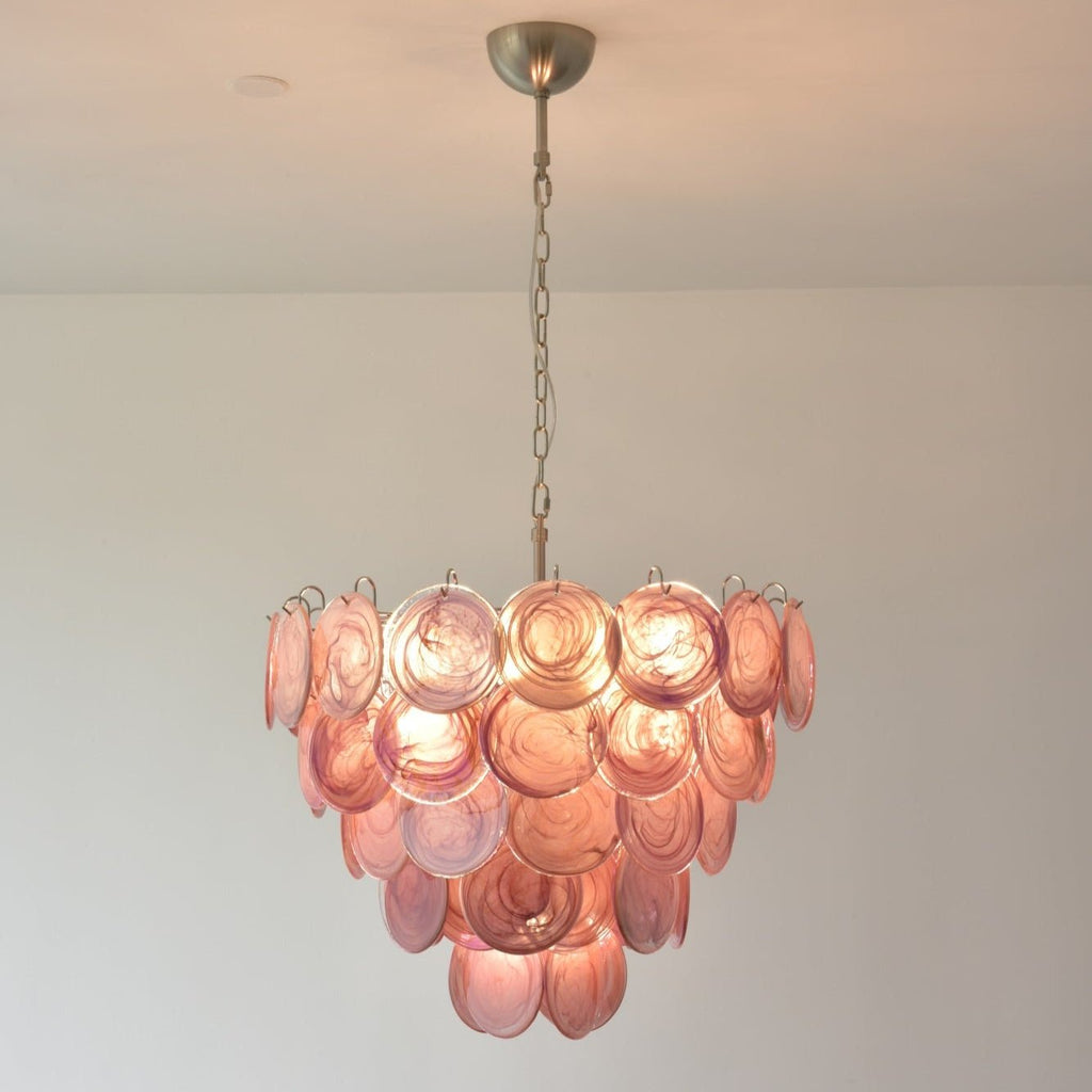 Pink Murano Disc Chandelier