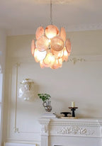 Pink Murano Disc Glass Chandelier