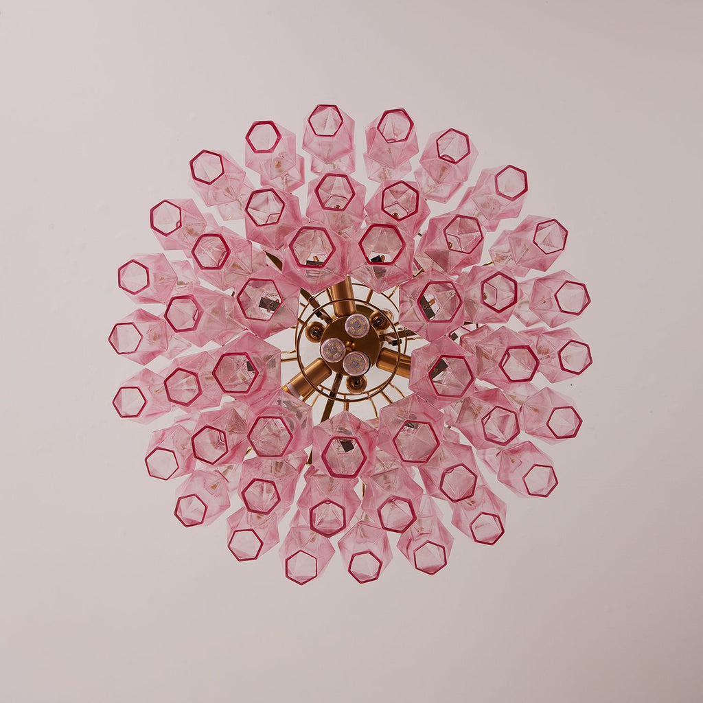 Pink Murano Glass Prism Chandelier