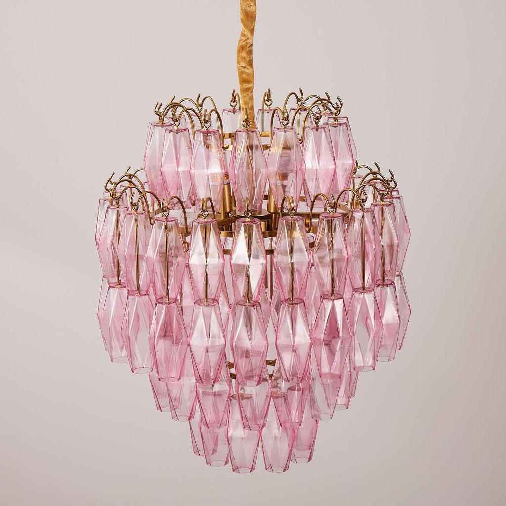 Pink Murano Glass Prism Chandelier