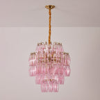 Pink Murano Glass Prism Chandelier