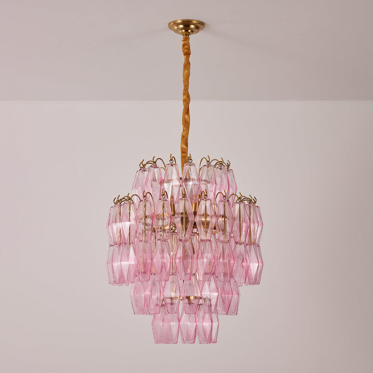 Pink Murano Glass Prism Chandelier
