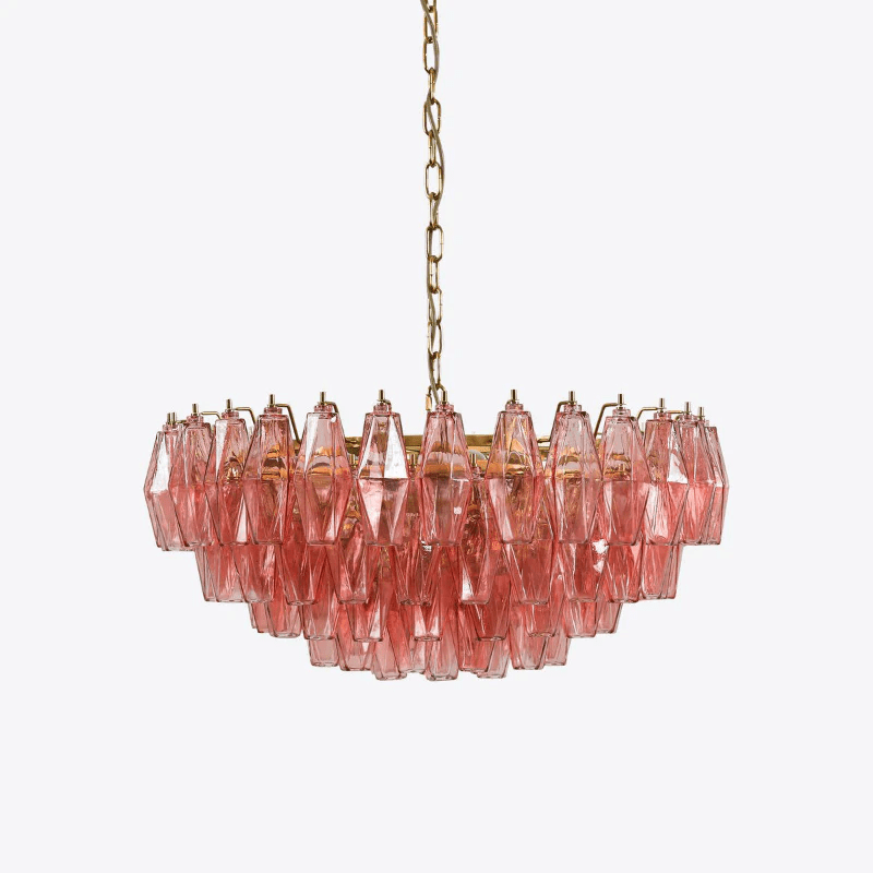 Pink Polygon Drop Chandelier