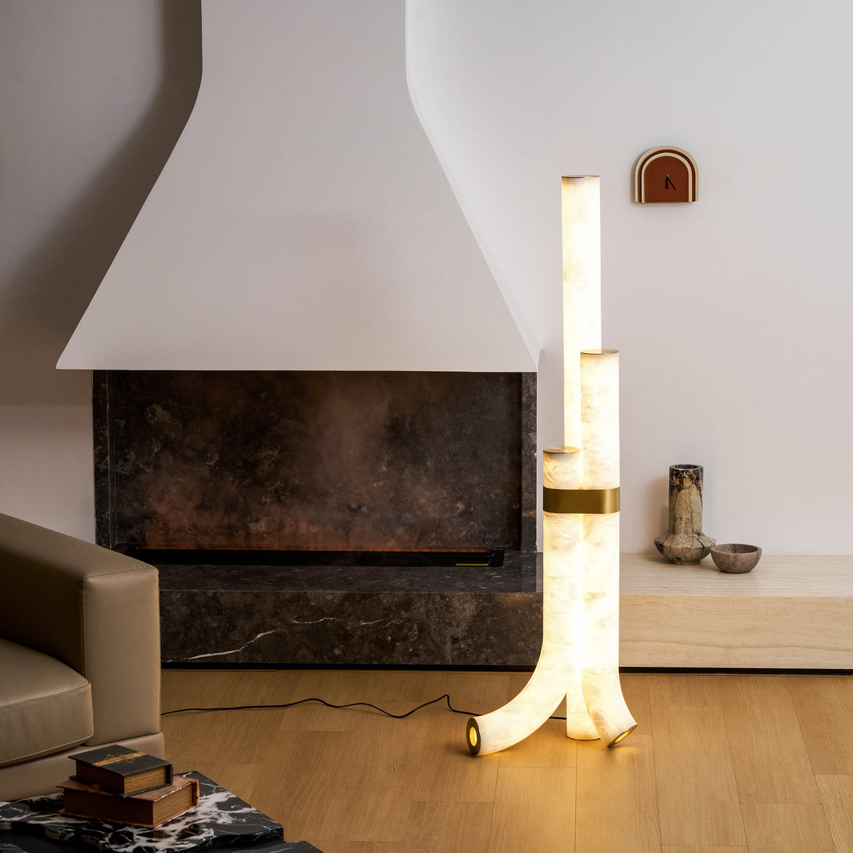 Piped Alabaster Floor Lamp
