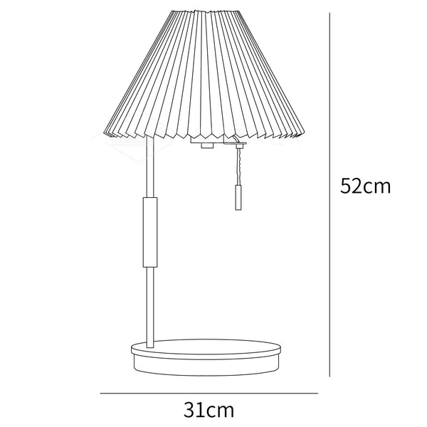 Pleated Retro Wooden Table Lamp