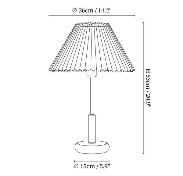 Pleated Walnut Table Lamp