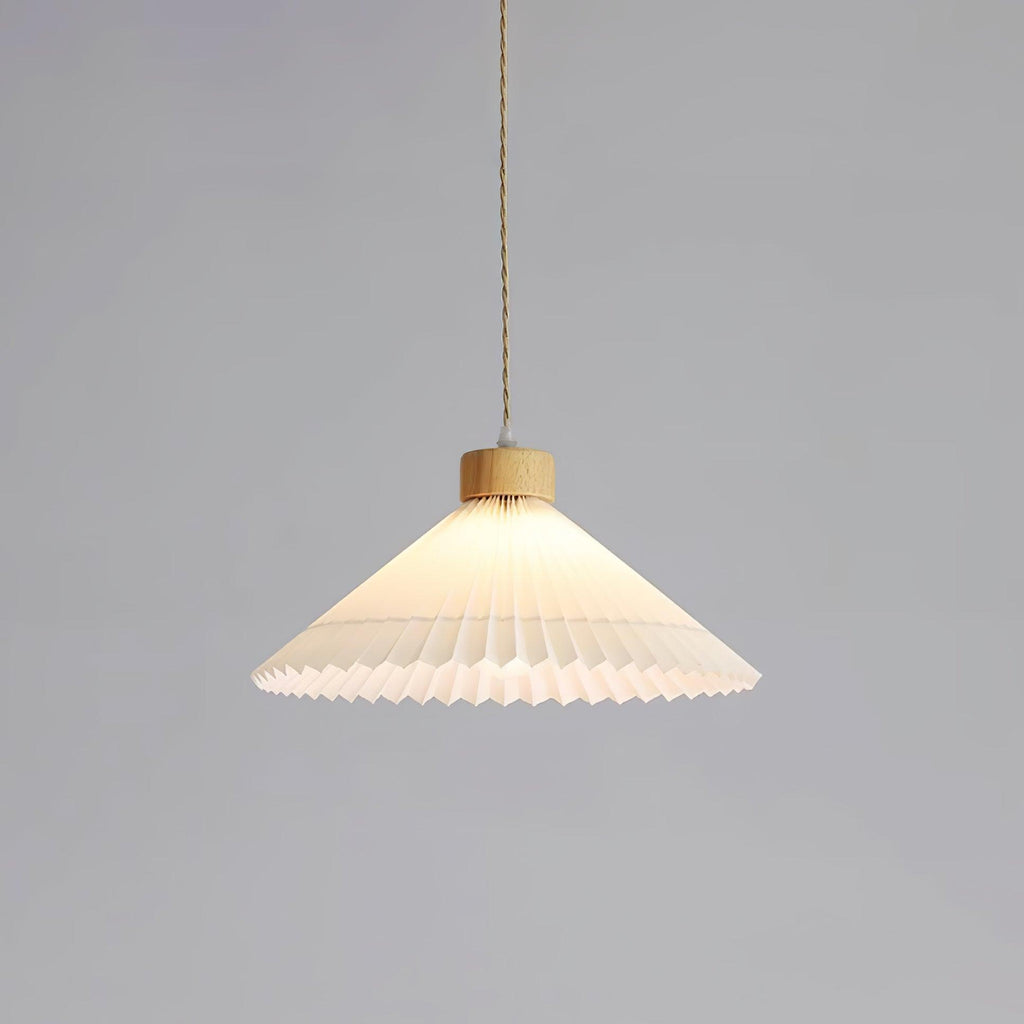 Pleated Wooden Pendant Light