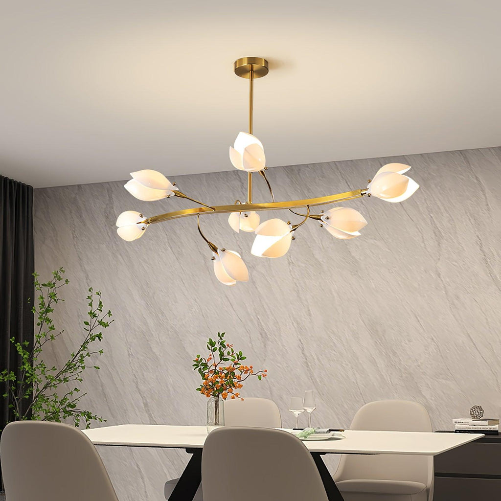 White Porcelain Magnolia Chandelier
