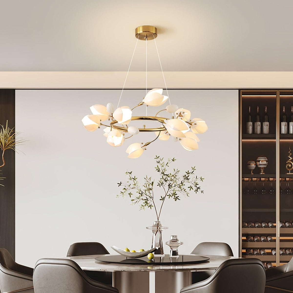 White Porcelain Magnolia Chandelier