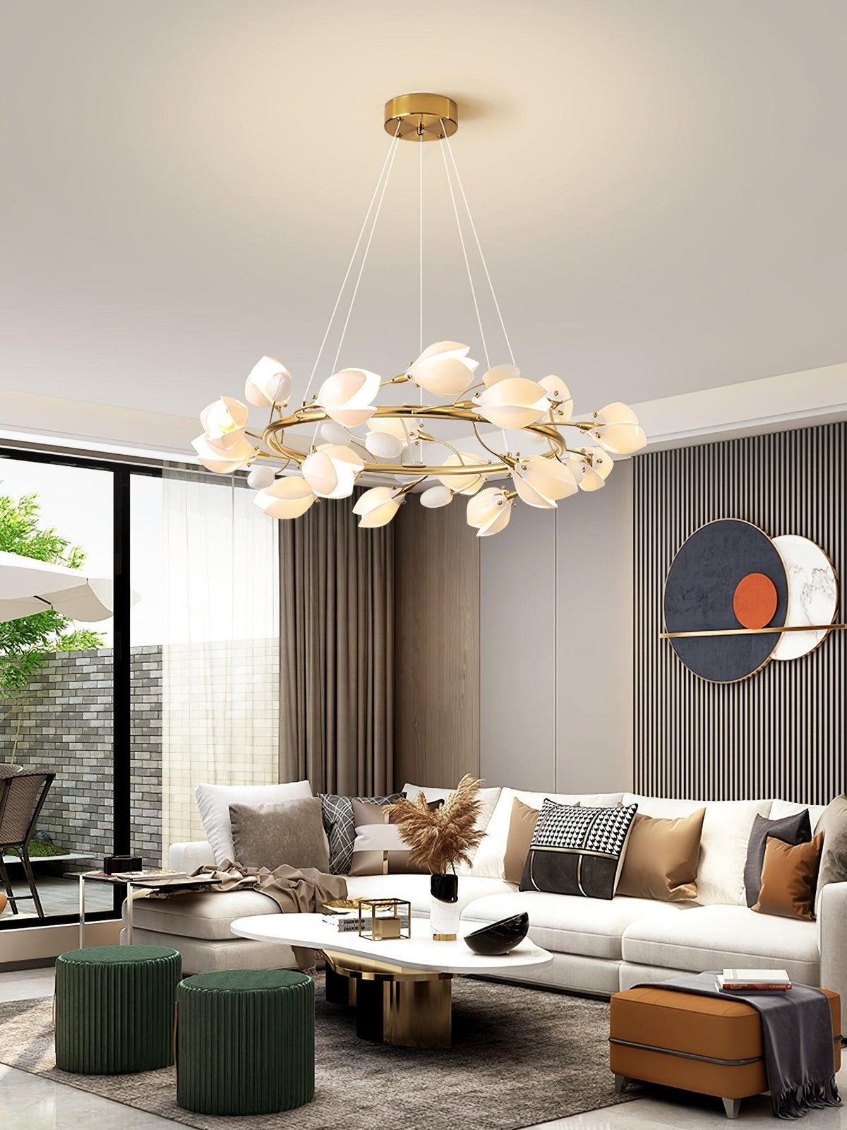 White Porcelain Magnolia Chandelier