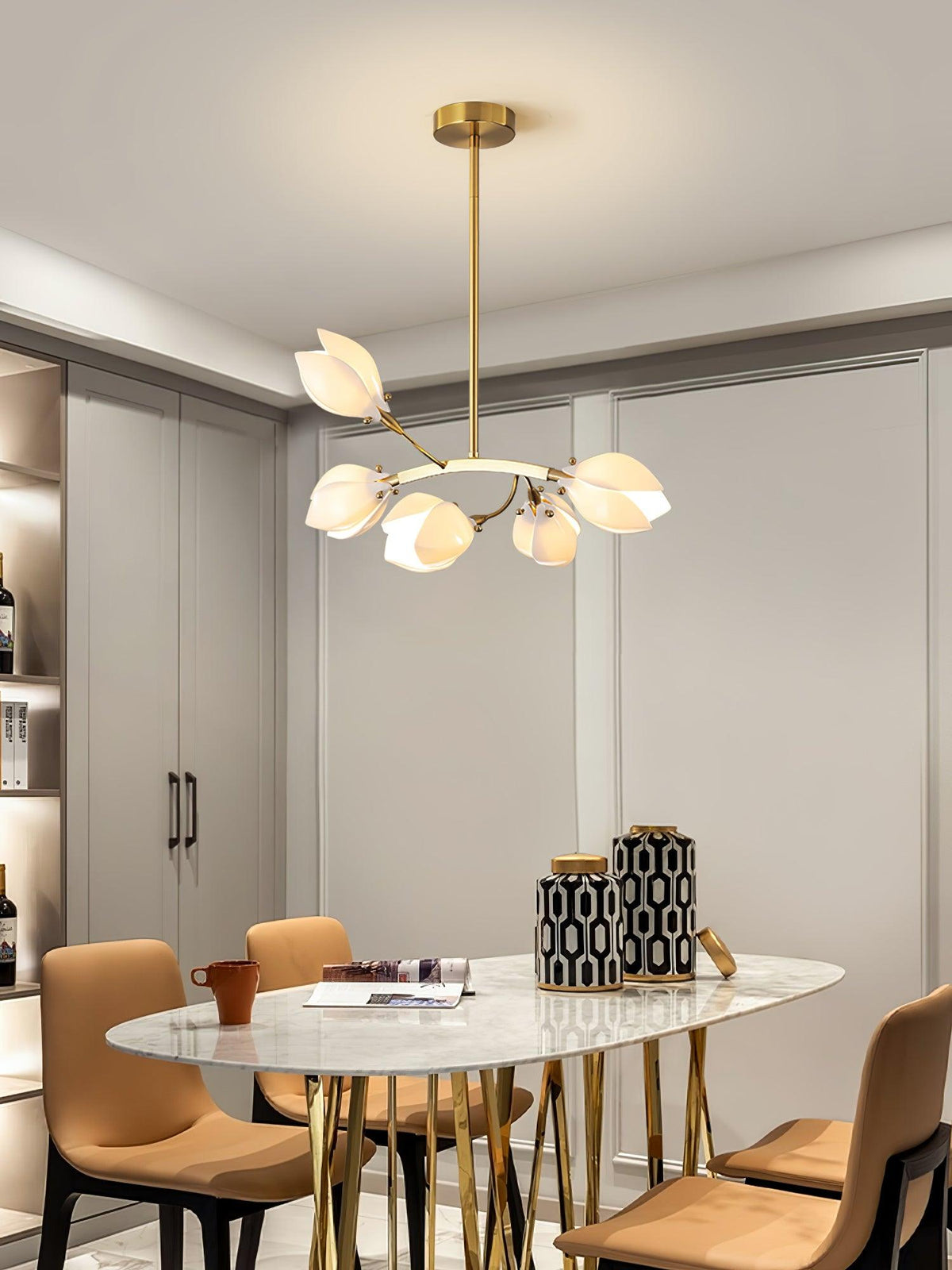 White Porcelain Magnolia Chandelier