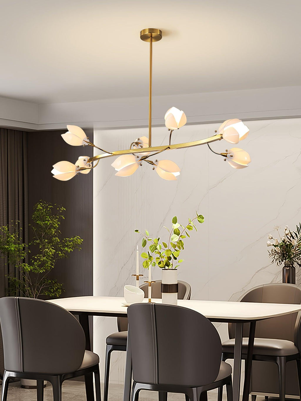 White Porcelain Magnolia Chandelier