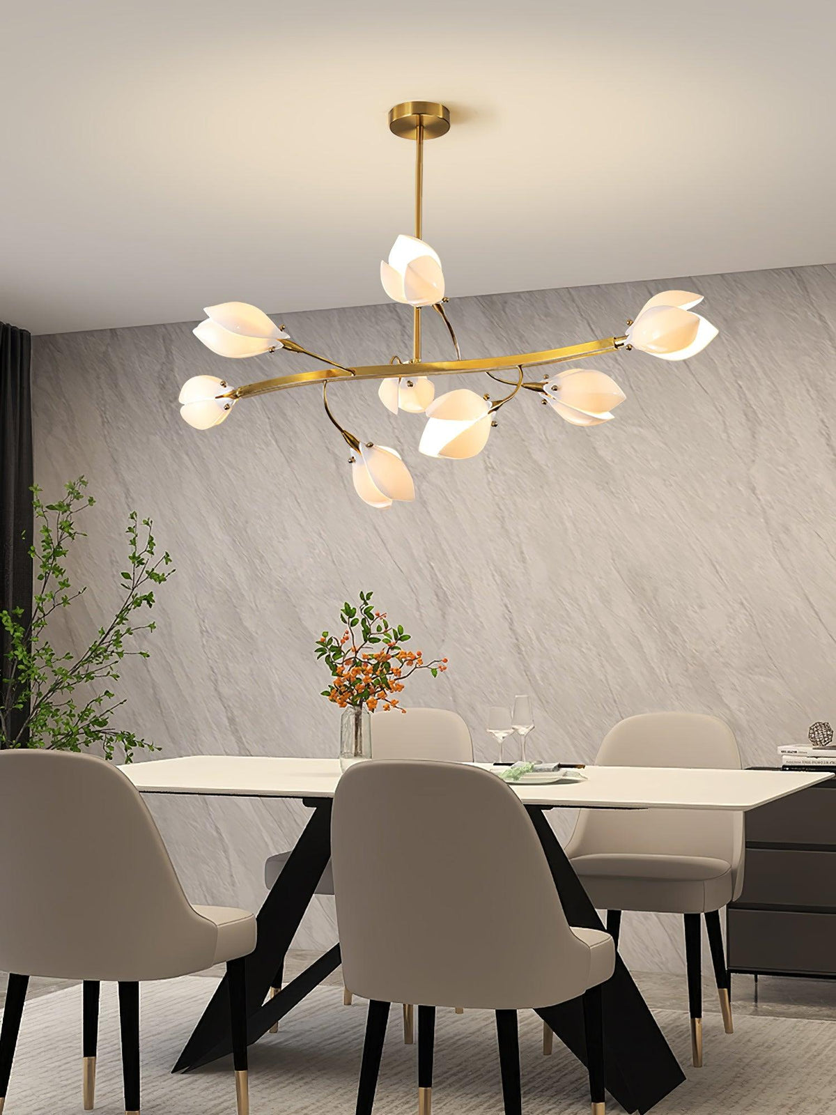 White Porcelain Magnolia Chandelier