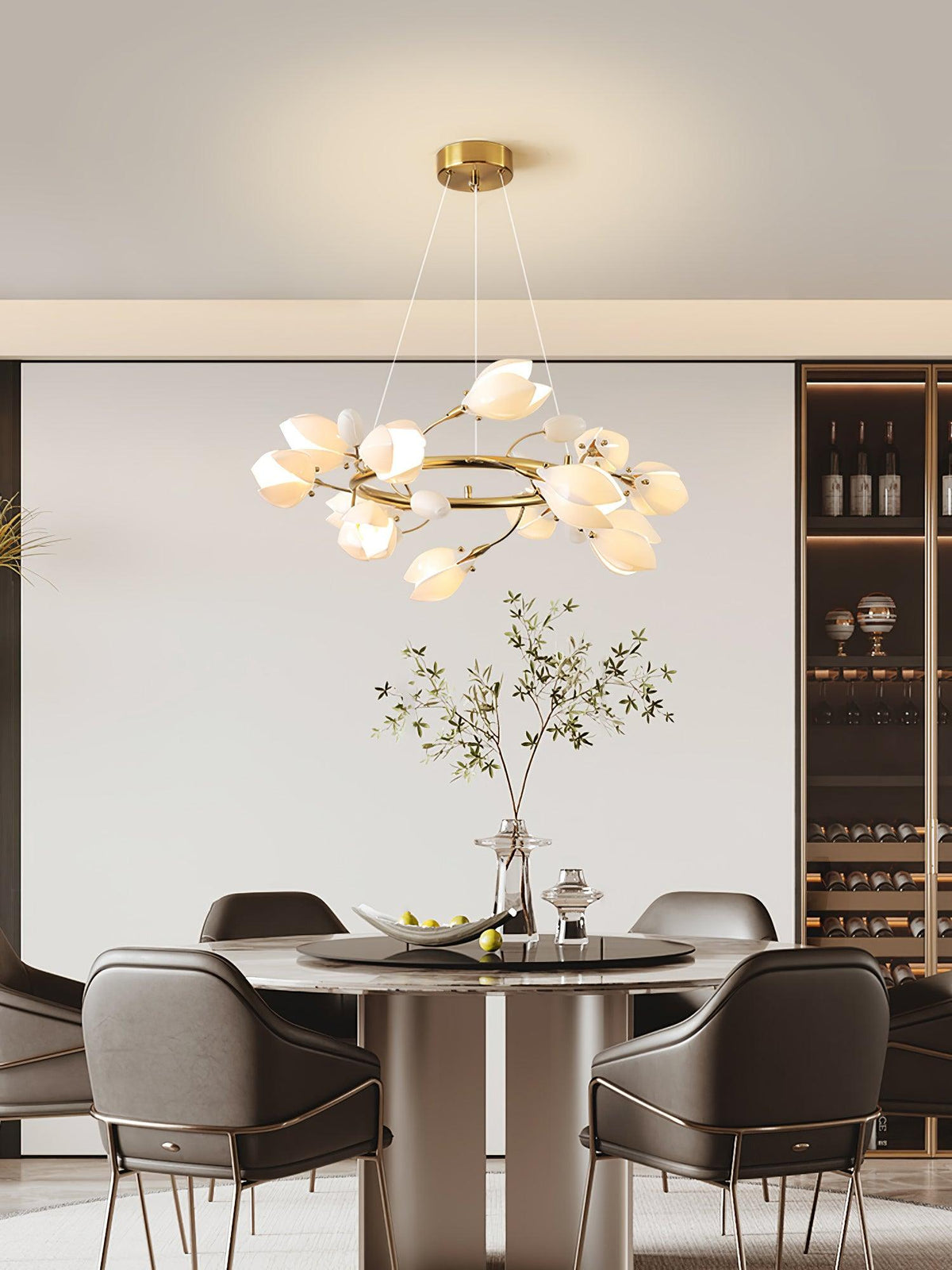 White Porcelain Magnolia Chandelier