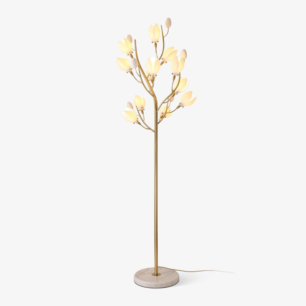 White Porcelain Magnolia Floor Lamp