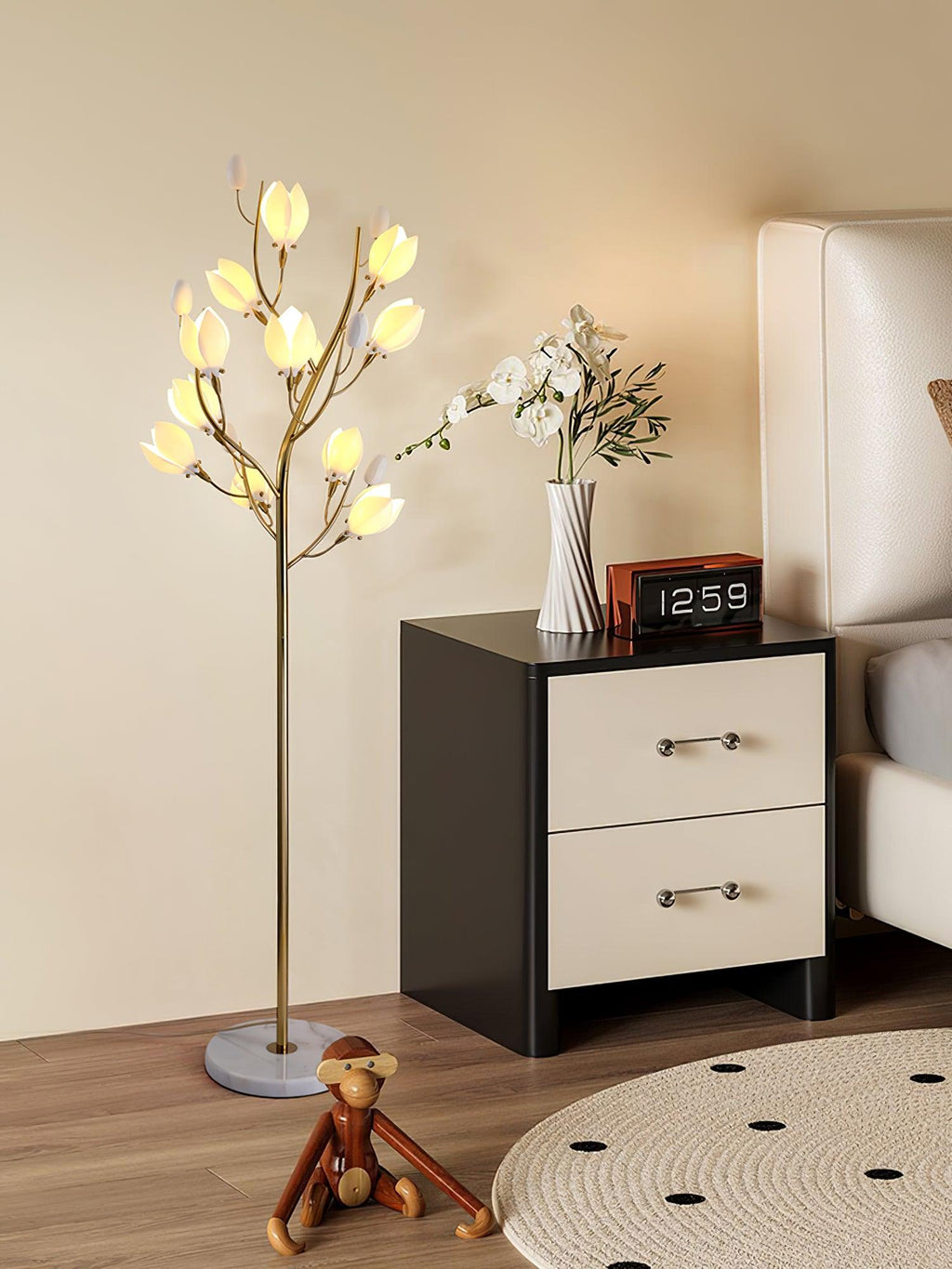 White Porcelain Magnolia Floor Lamp