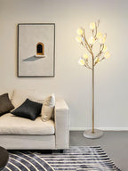 White Porcelain Magnolia Floor Lamp
