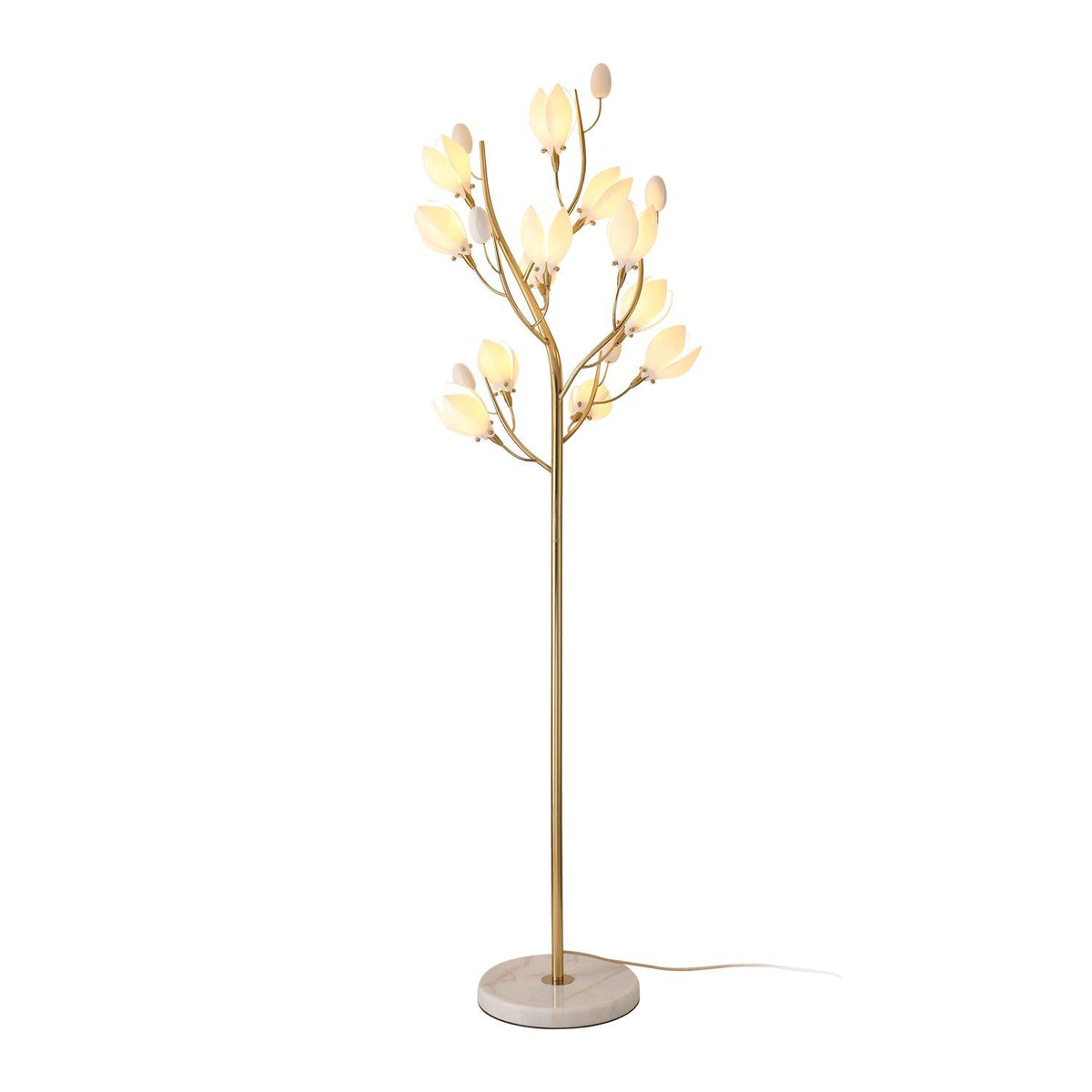 White Porcelain Magnolia Floor Lamp