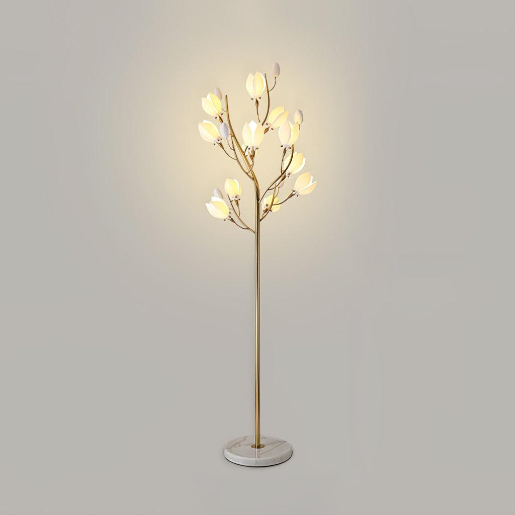 White Porcelain Magnolia Floor Lamp