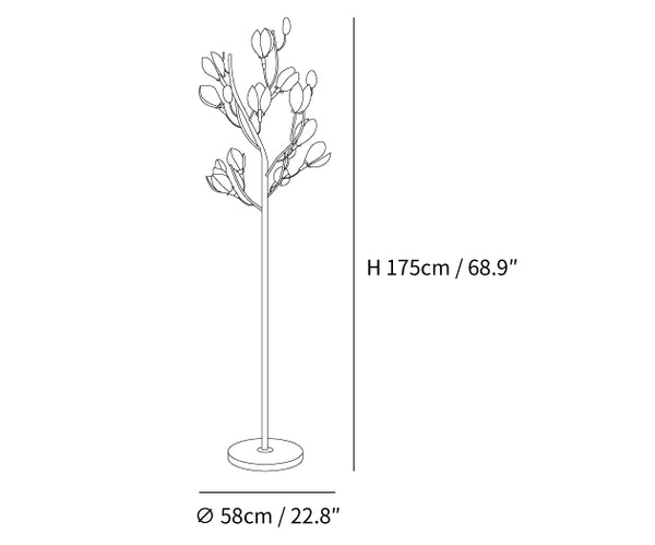 Porcelain Magnolia Floor Lamp