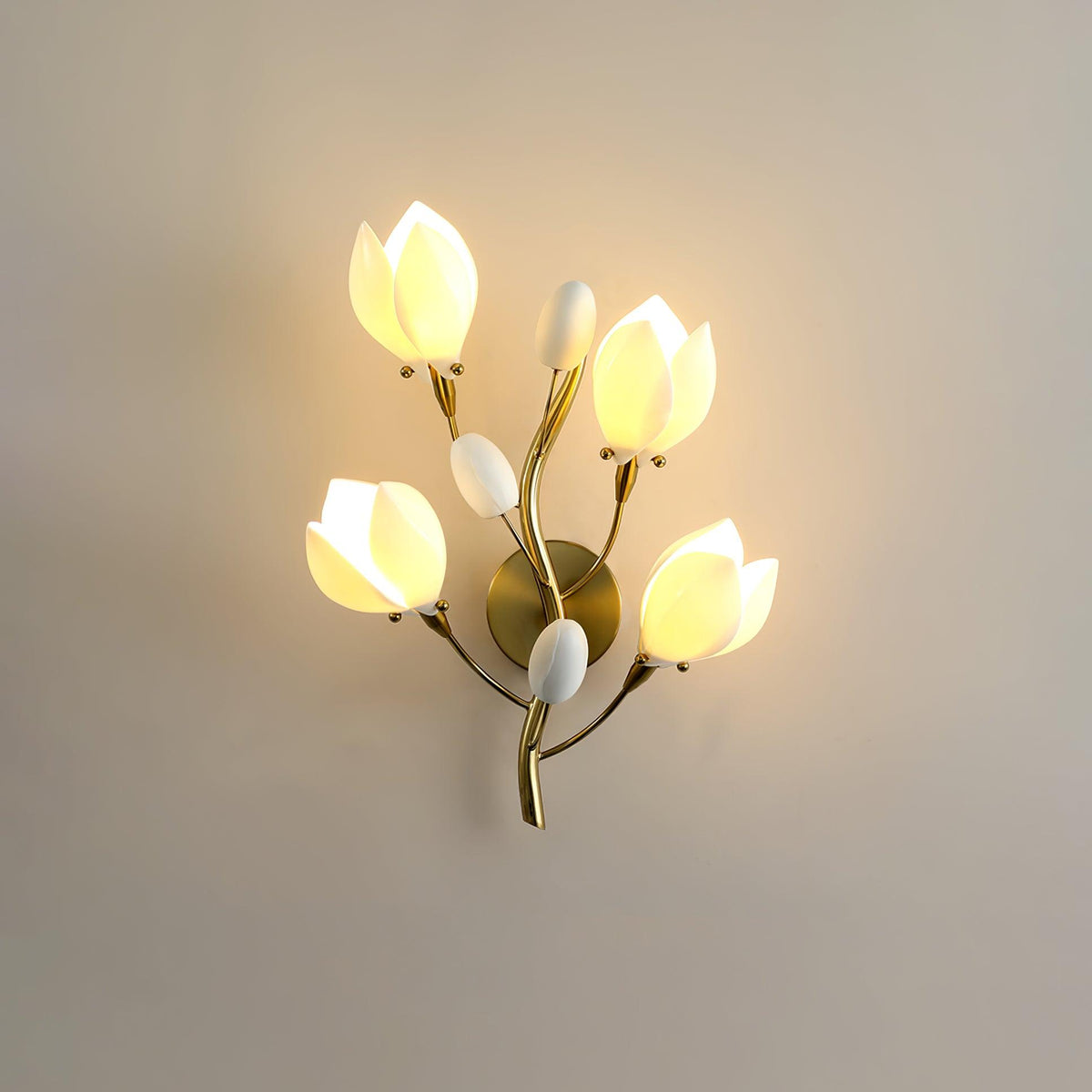 White Porcelain Magnolia Wall Lamp