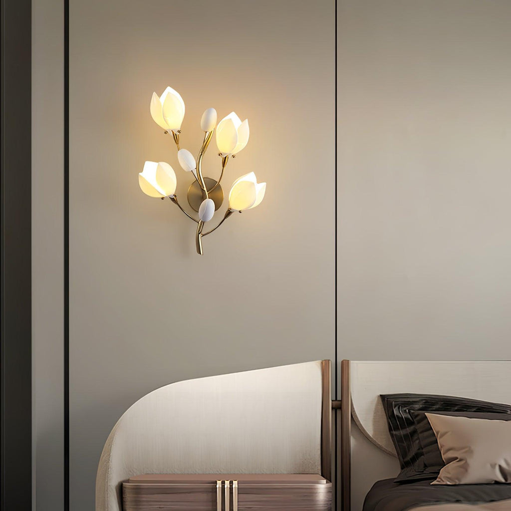 White Porcelain Magnolia Wall Lamp