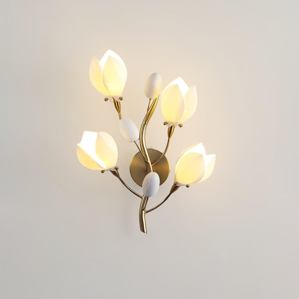 White Porcelain Magnolia Wall Lamp