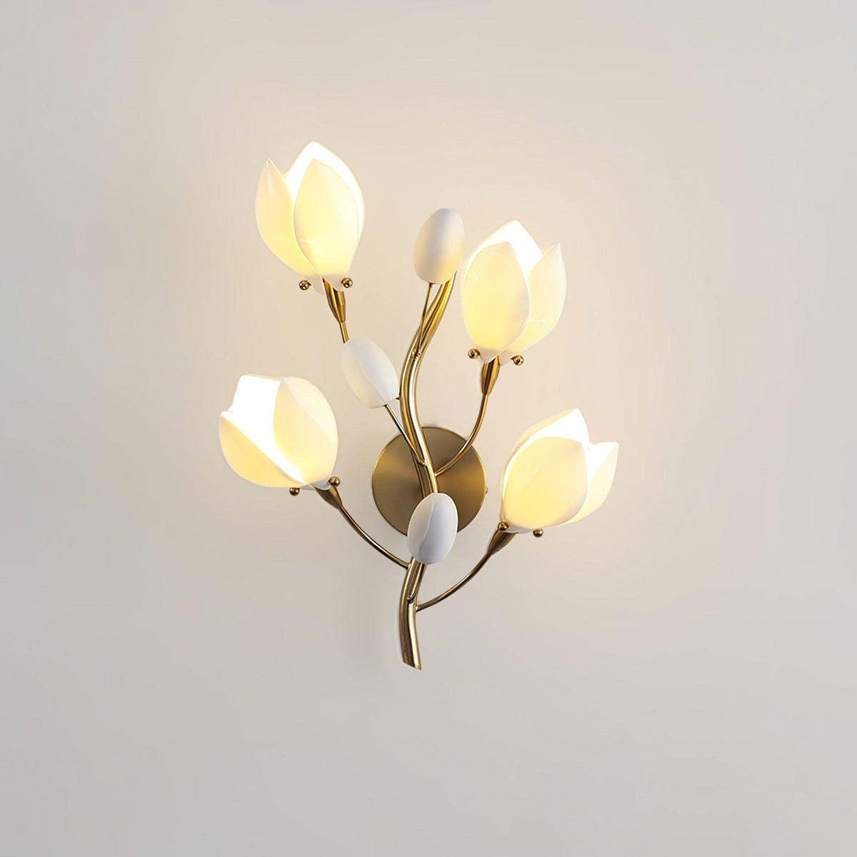 White Porcelain Magnolia Wall Lamp