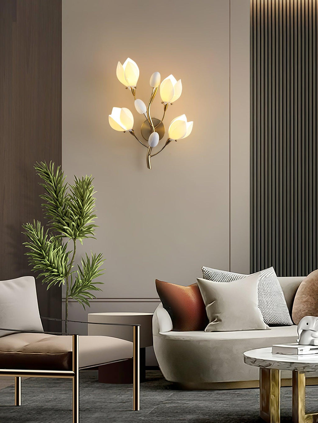 White Porcelain Magnolia Wall Lamp