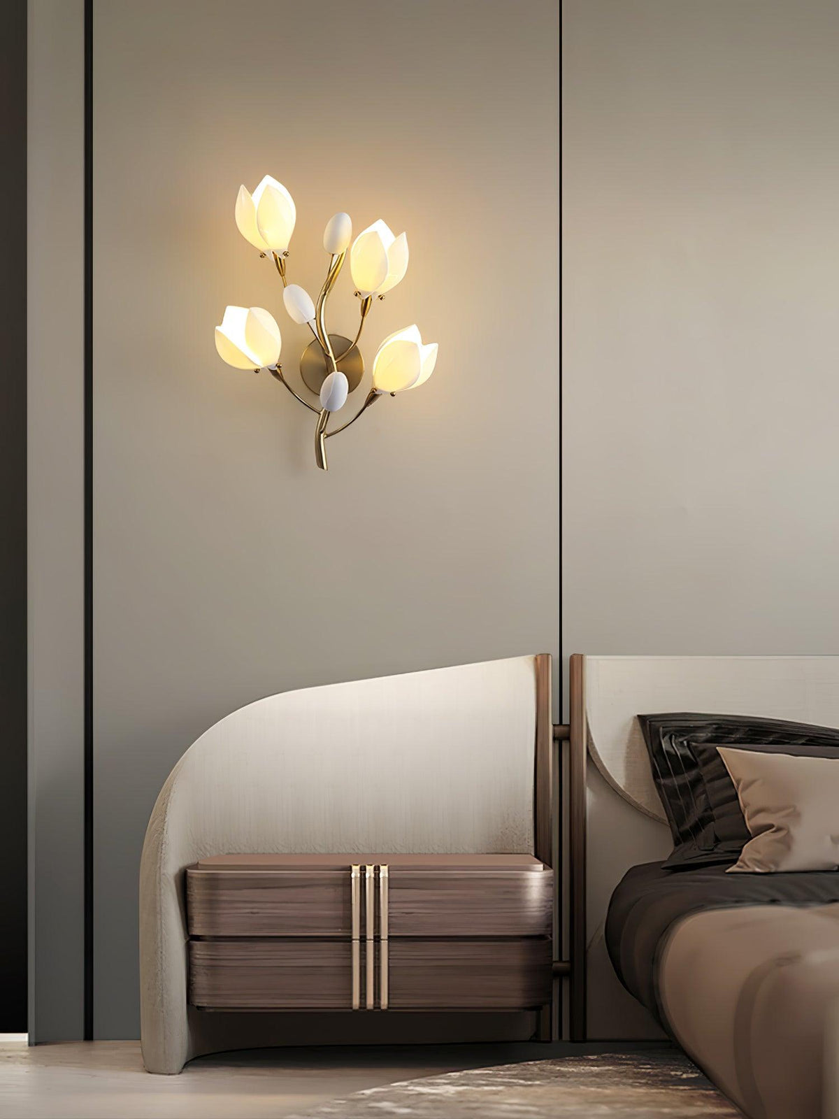 White Porcelain Magnolia Wall Lamp