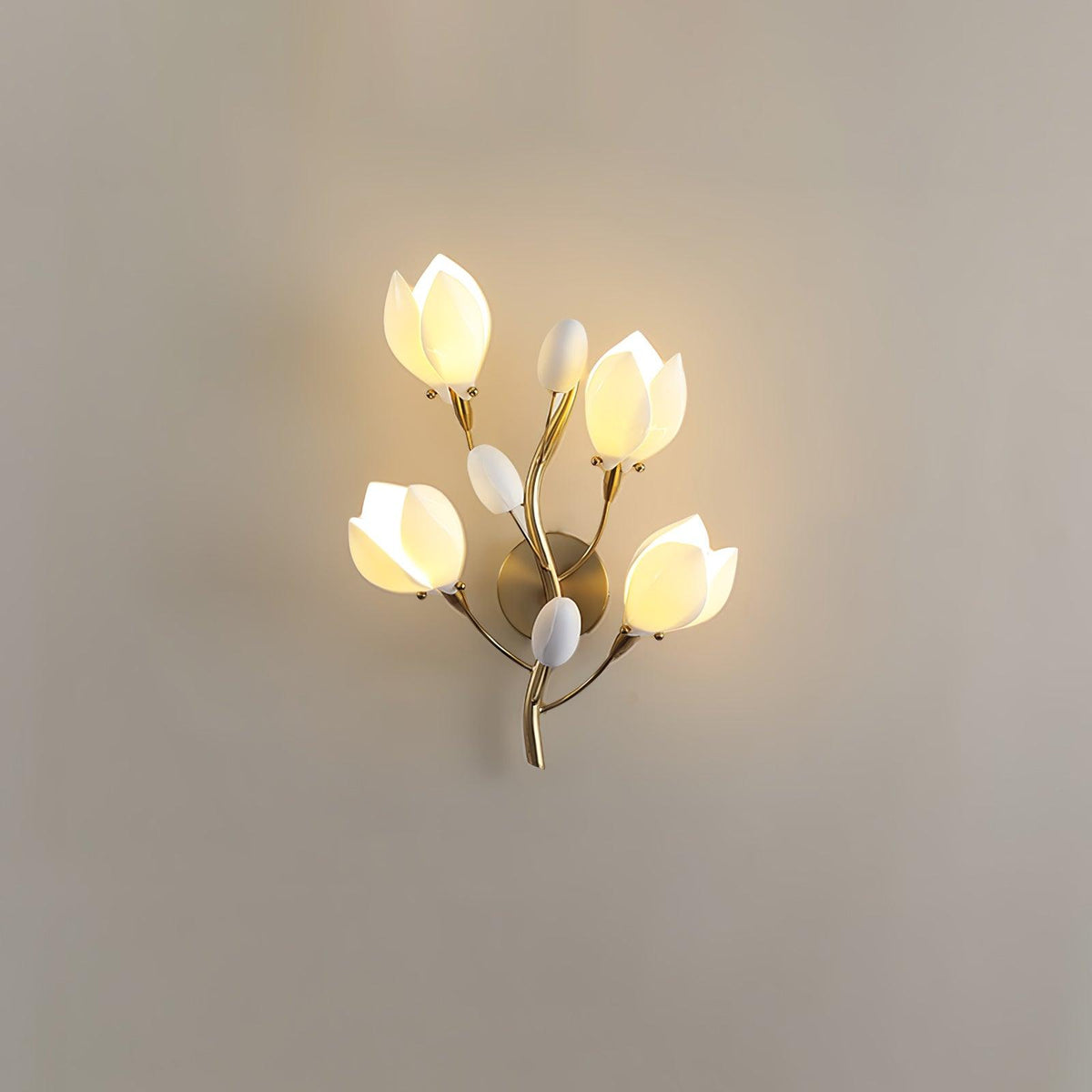 White Porcelain Magnolia Wall Lamp