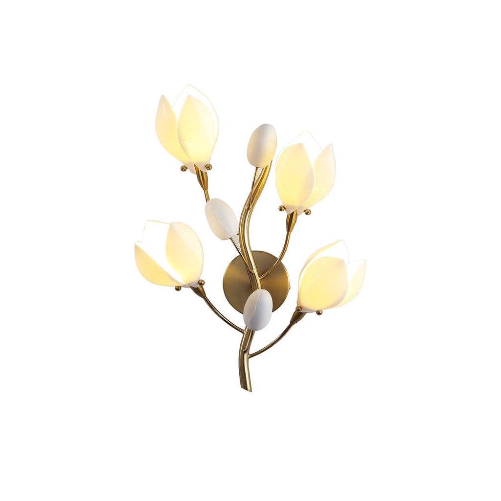 White Porcelain Magnolia Wall Lamp