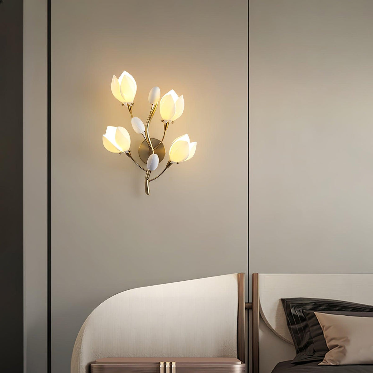 White Porcelain Magnolia Wall Lamp
