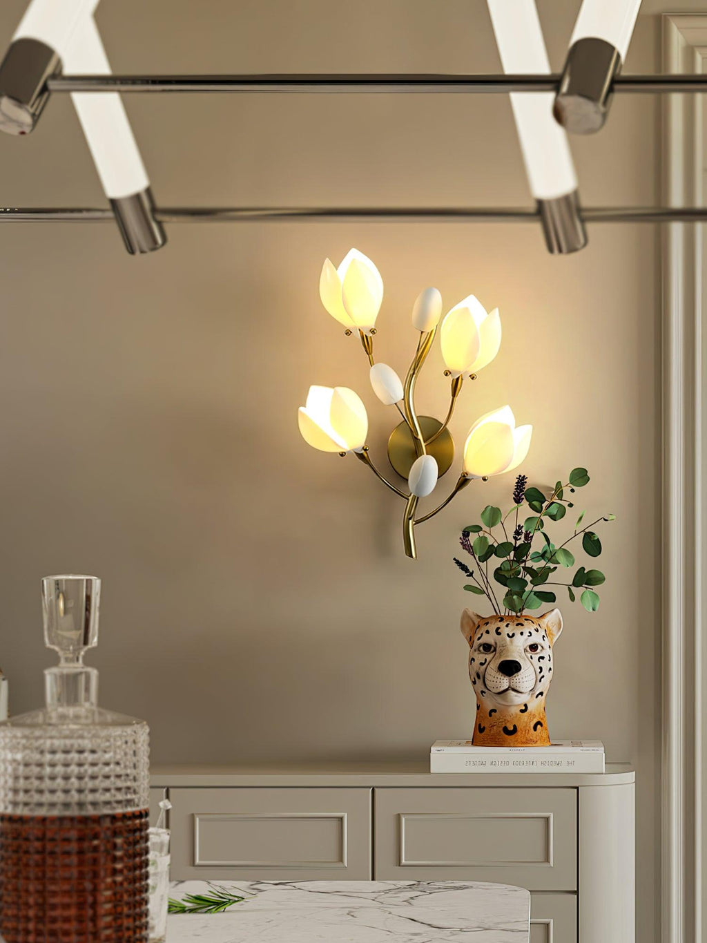 White Porcelain Magnolia Wall Lamp