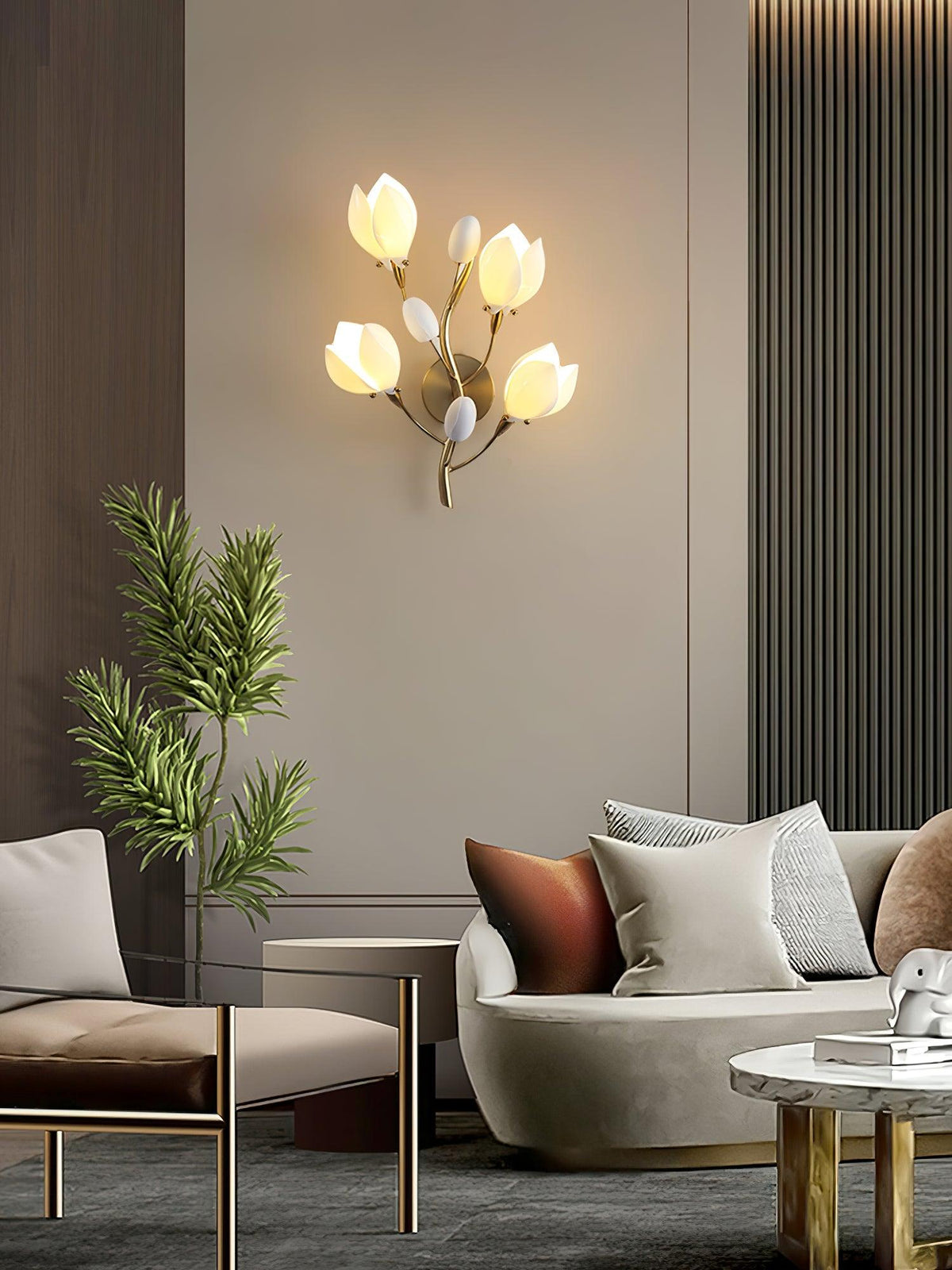 White Porcelain Magnolia Wall Lamp